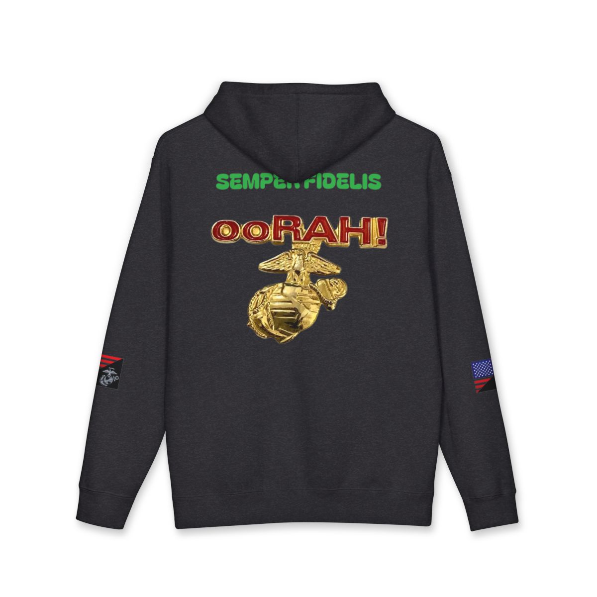 USMC Semper Fidelis Hoodie - "Pain Is Weakness" Military Pullover with Eagle Globe & Anchor — back